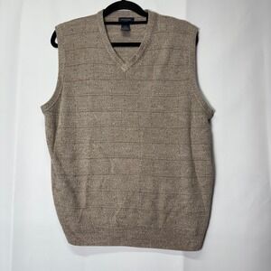 Dockers Men's Sweater‎ Vest V-Neck Sleeveless Knit Top Layering Tan Beige L Soft